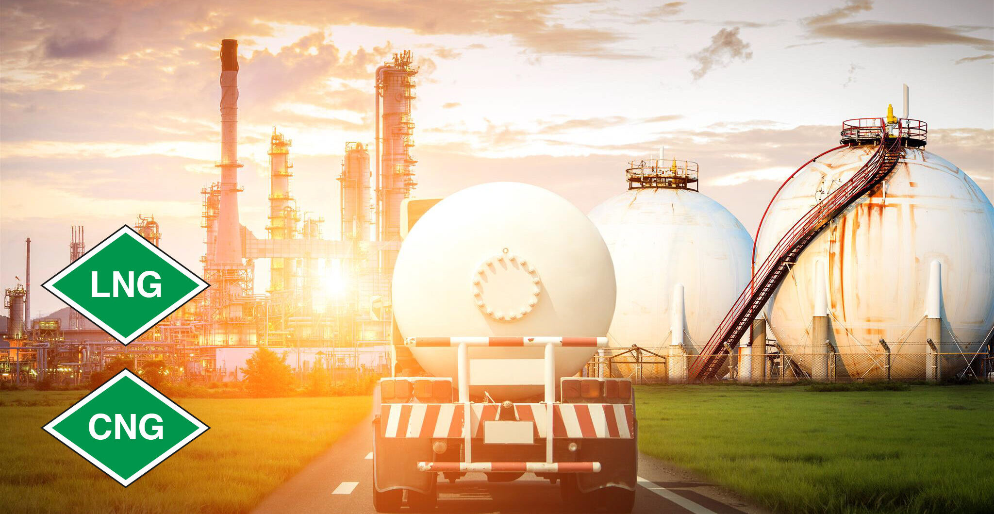 LNG and CNG tanker at storage facility